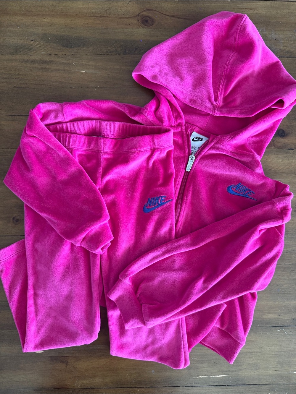 Nike Bright Pink Hooded Zip Jacket and Sweatpants Set